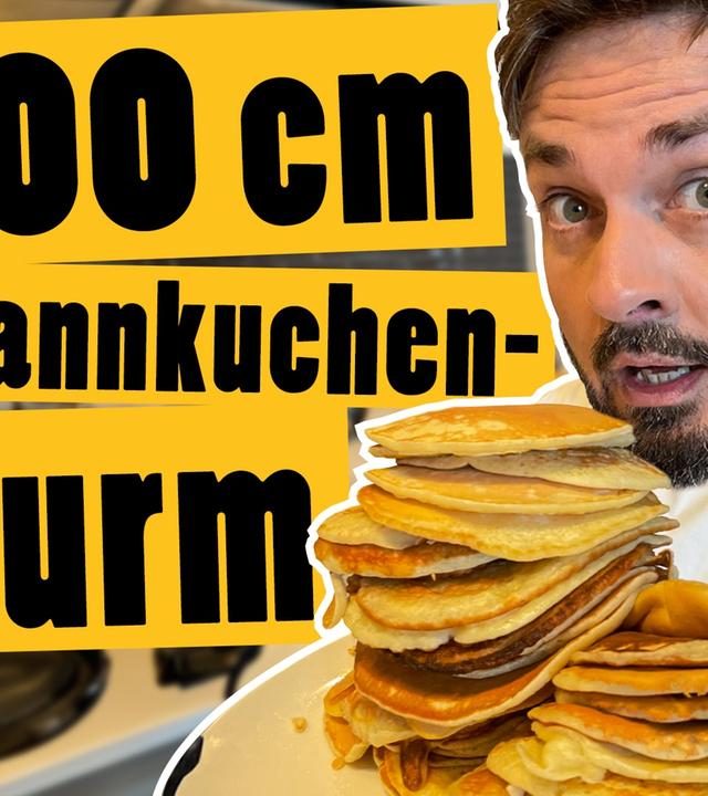 Backe einen 100cm Pfannkuchenturm! -- Das schaffst du nie!