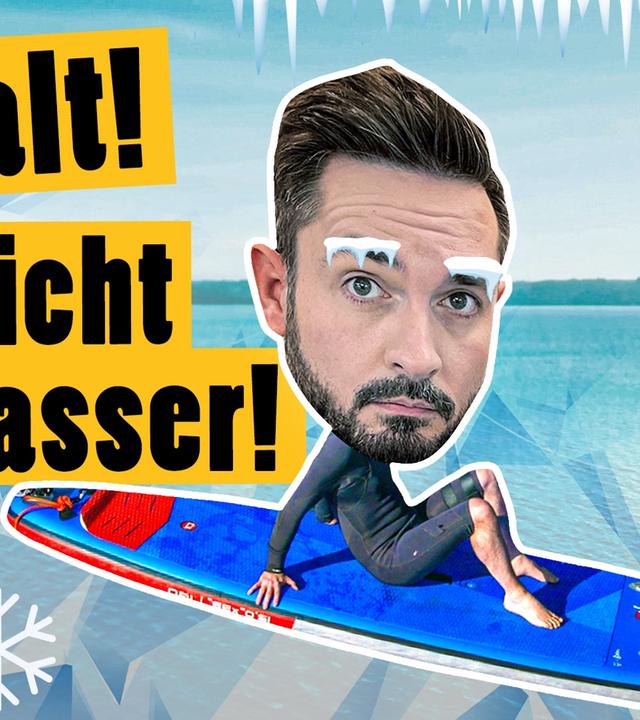 Fall nicht in den eiskalten See! SUP Yoga im Winter -- Das schaffst du nie!