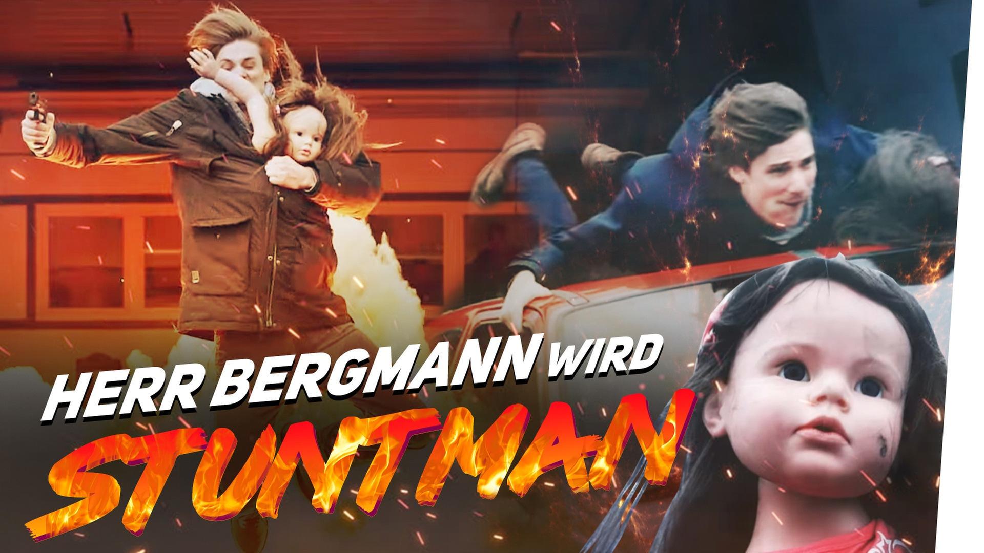 Herr Bergmann explodiert und springt von einem Dach