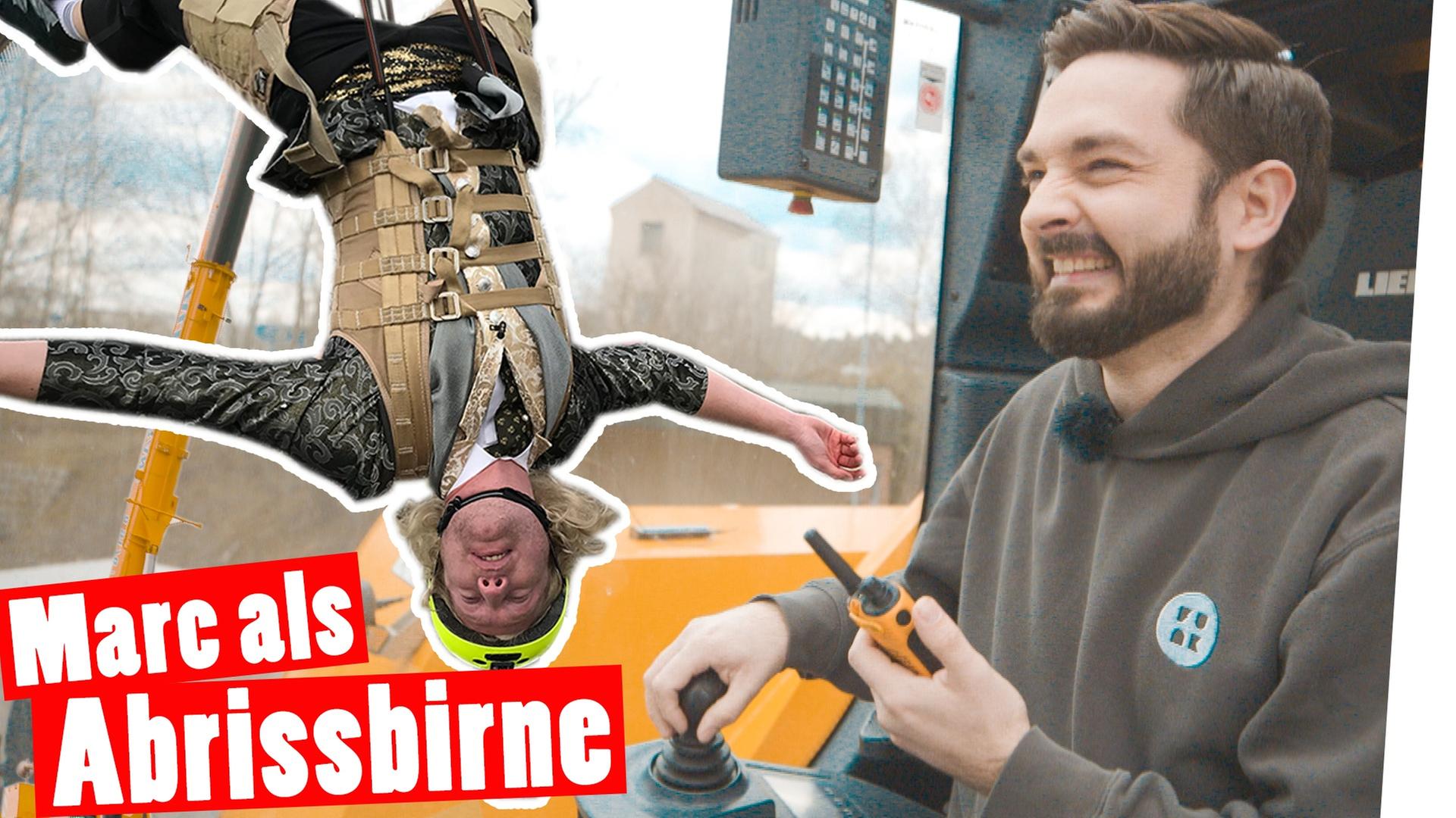 Kran-Bestrafung: Kopfüber durch die Wand! Marc hängt am Kran -- Das schaffst du nie!