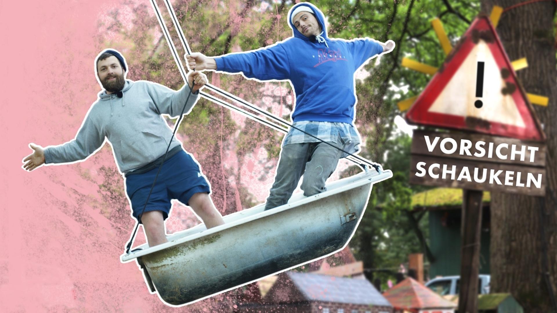 Schaukel selber bauen! Mit Badewanne,Skateboard und Schlauch