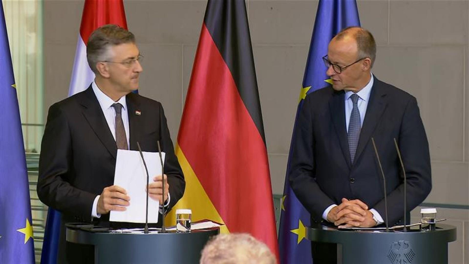 Antrittsbesuch: Merz empfängt kroatischen Premierminister