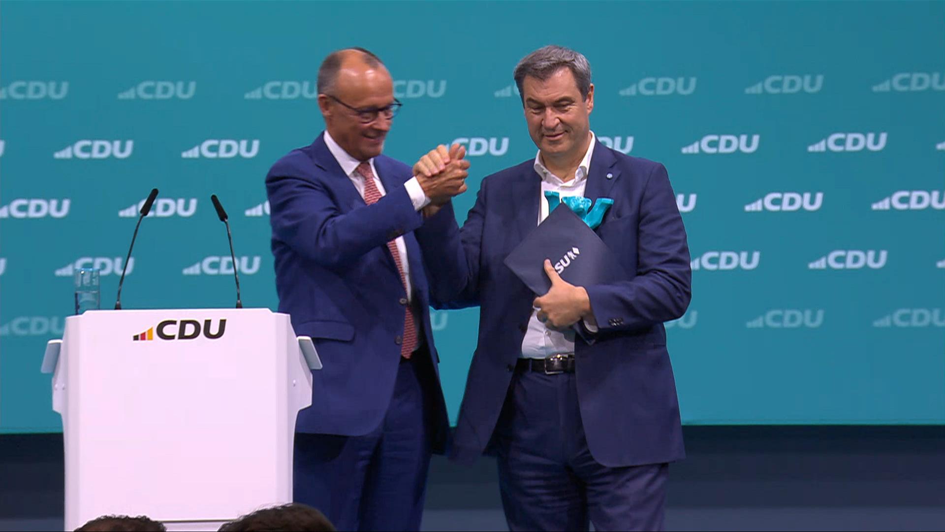 CDU-Parteitag: Grußwort CSU-Chef Söder