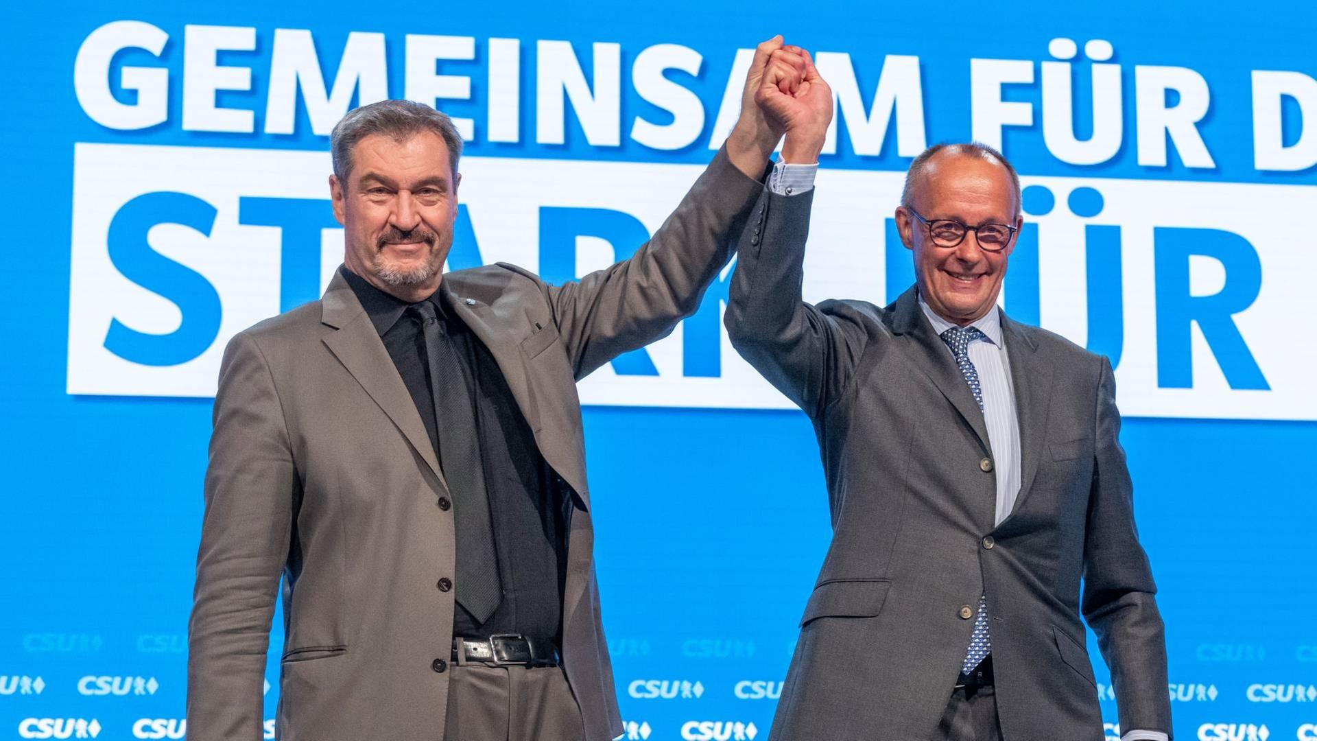 CSU-Parteitag 2: Markus Söder begrüßt Friedrich Merz