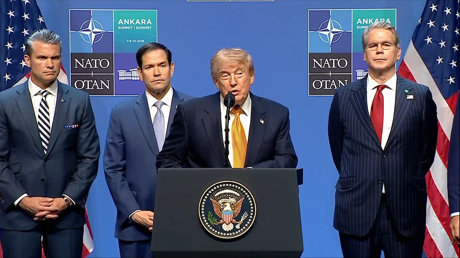 Nach dem NATO-Gipfel: Pressekonferenz  des US-Präsidenten Donald Trump