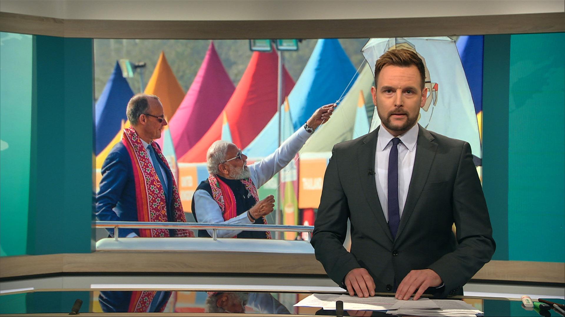 phoenix der tag: Merz zu Besuch in Indien. Anhaltende Proteste im Iran.