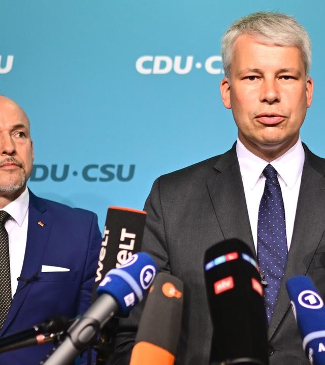 Pressekonferenz zum Wechsel an Unionsspitze