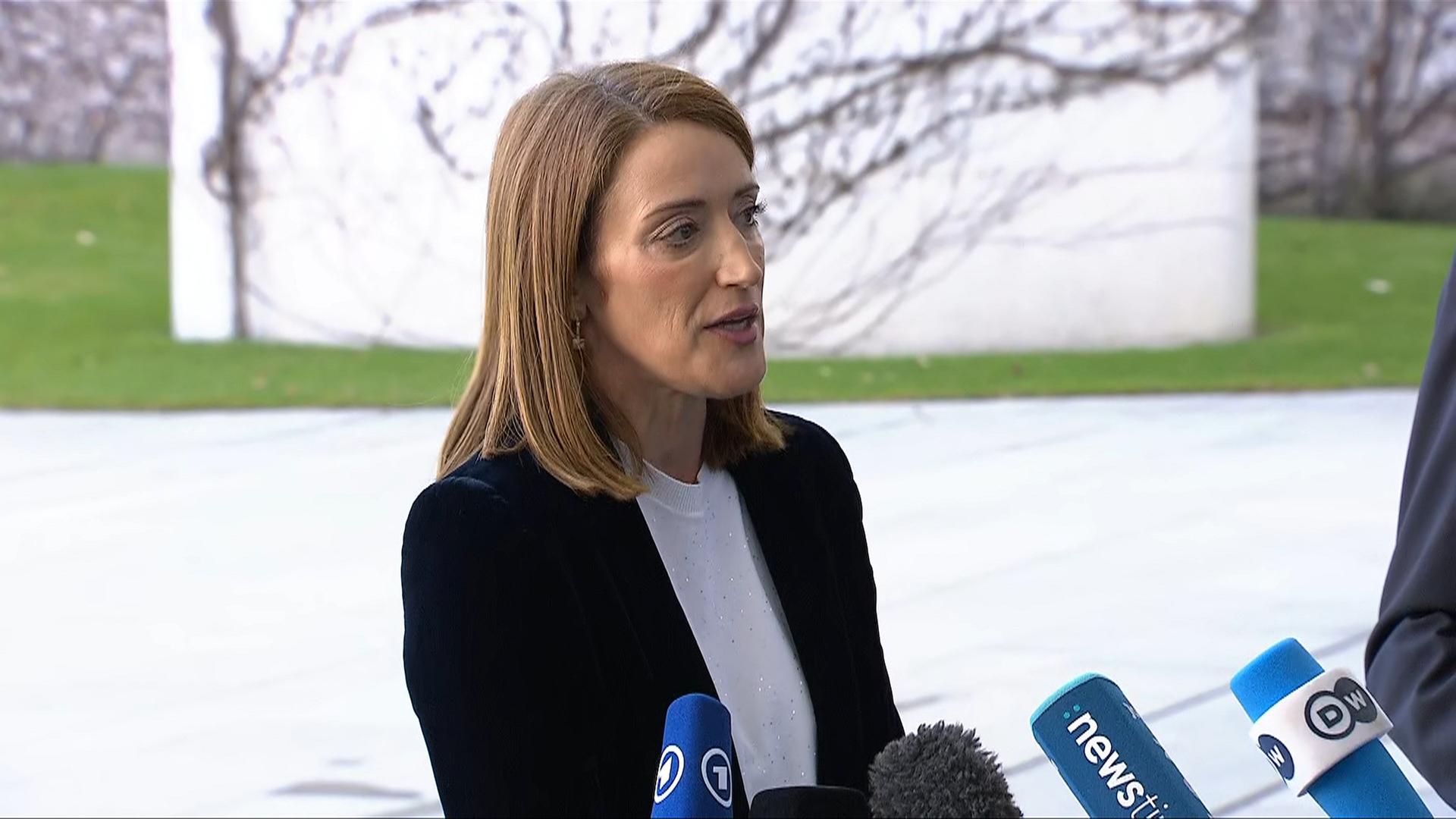 Roberta Metsola trifft Friedrich Merz