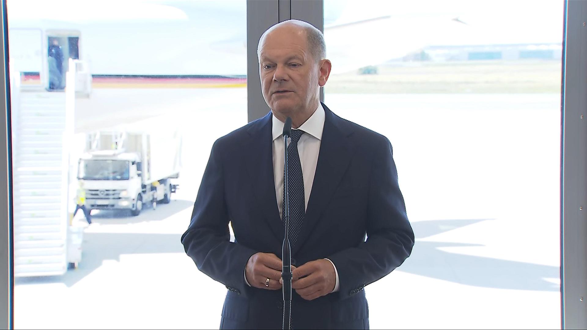 Statement Scholz vor Abflug zum NATO-Gipfel