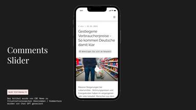 Screenshot von einem Handy des Prototypen "Comments Slider" des Forschungsprojekts Public Spaces Incubator