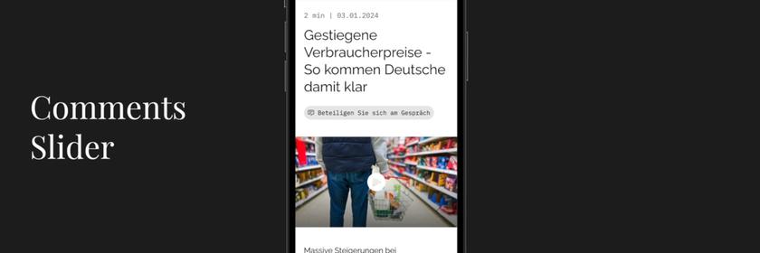 Screenshot von einem Handy des Prototypen "Comments Slider" des Forschungsprojekts Public Spaces Incubator