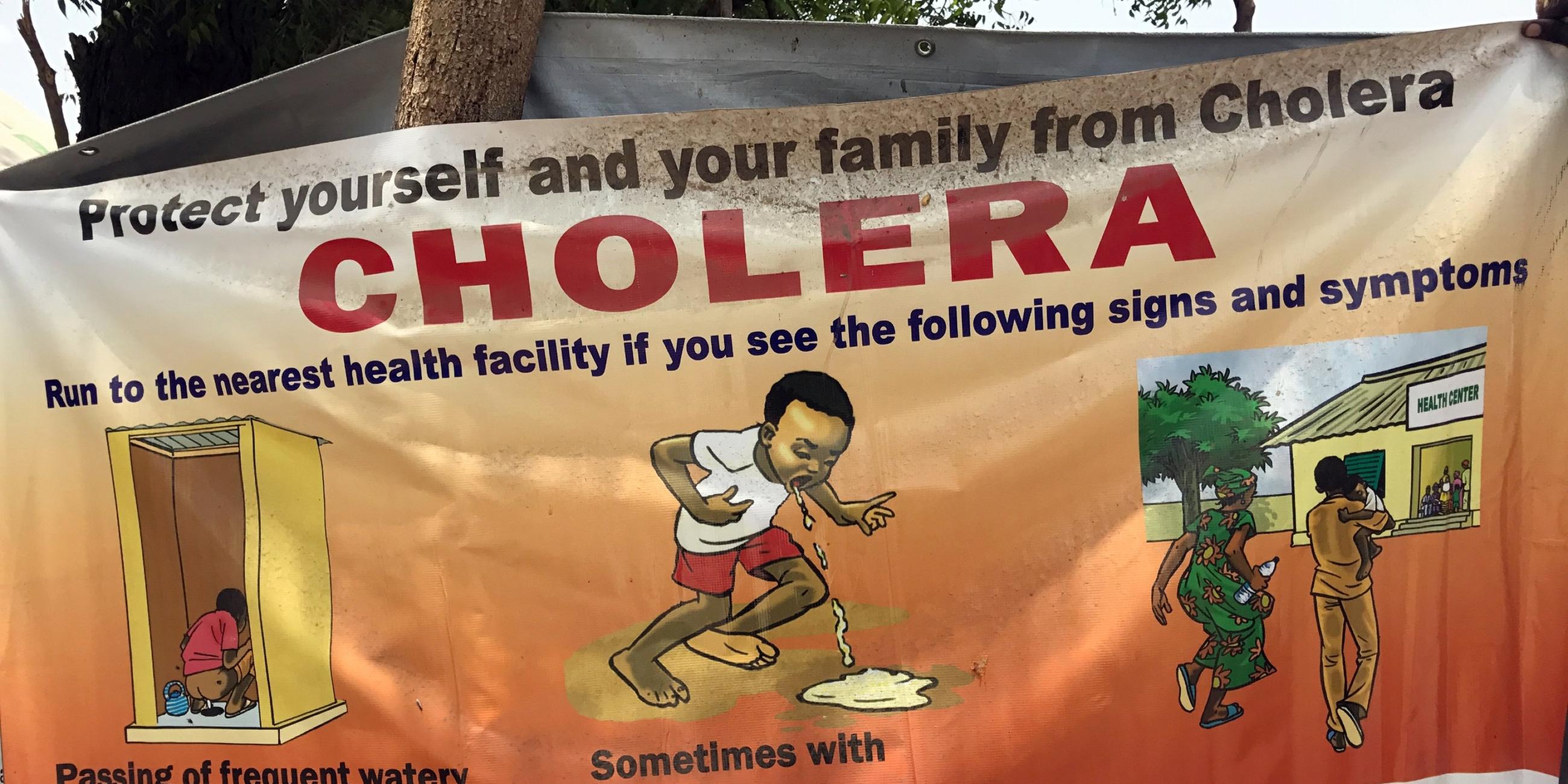 Cholera wird durch verschmutztes Wasser übertragen.