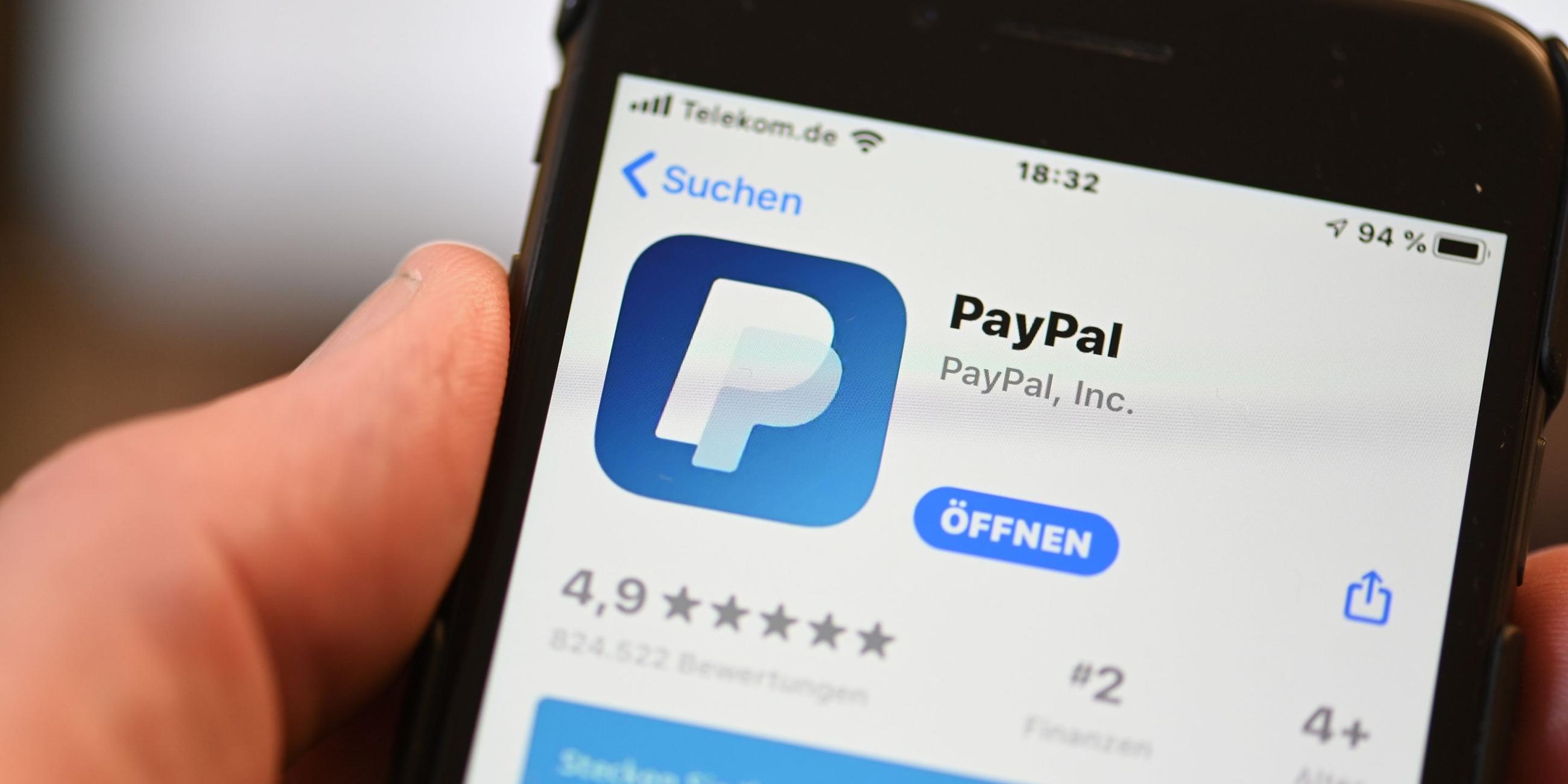 Die Paypal-App auf einem Smartphone
