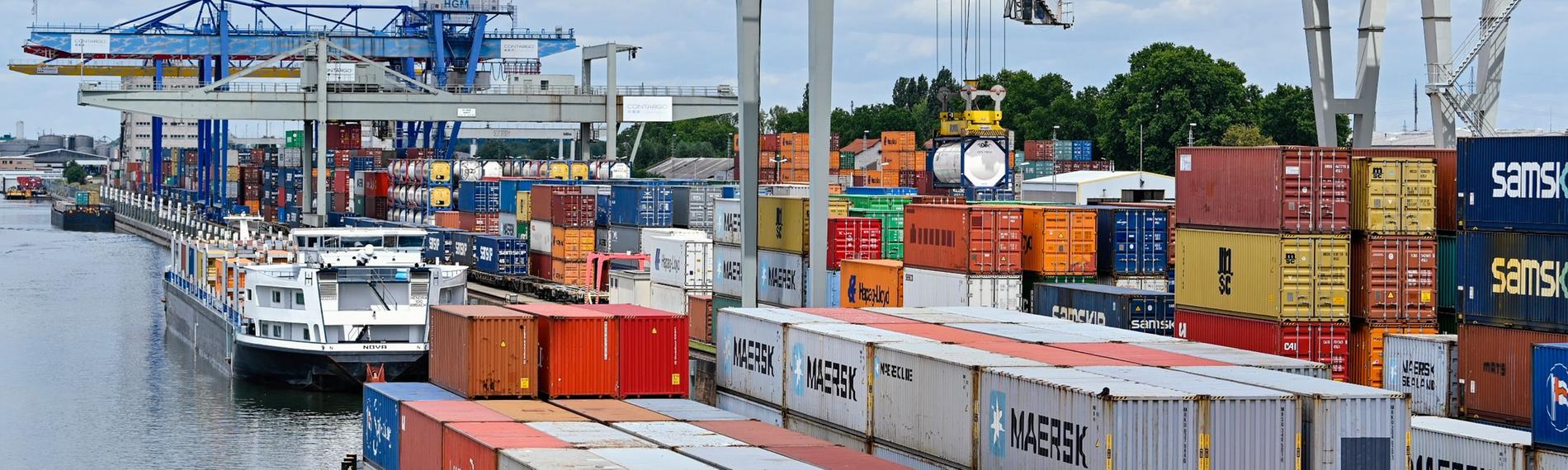 Container im Handelshafen des Rhein-Neckar-Hafens