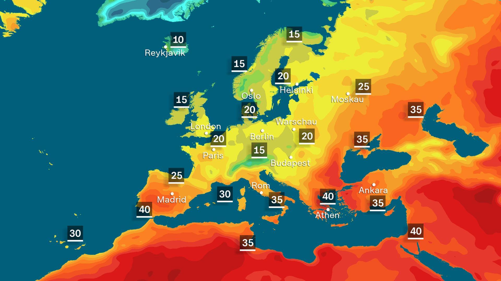 Temperaturkarte Europa