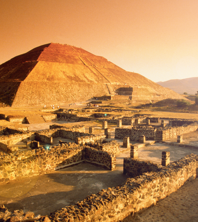 Blick auf die Stadt Teothihuacán