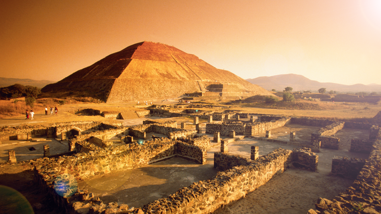 Blick auf die Stadt Teothihuacán
