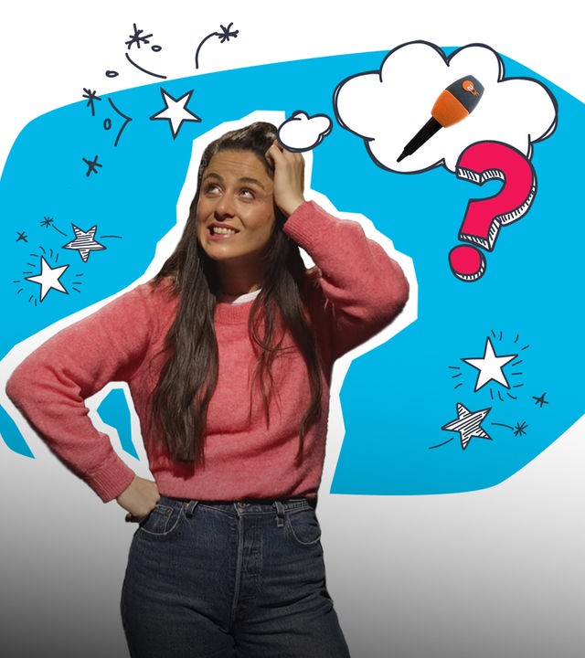 Teresa kratzt sich am Kopf. Eine Gedankenblase zeigt das Star-Mikrofon.