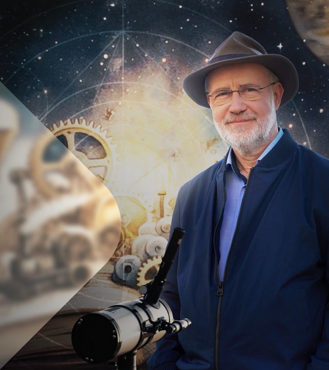 Harald Lesch vor Erfindungen (Collage).