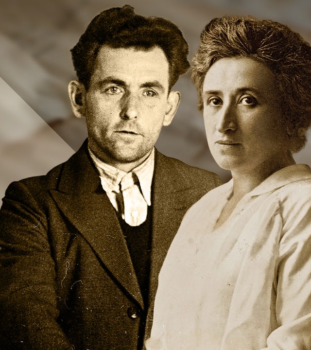 Porträts von Georg Elser und Rosa Luxemburg in einer Collage.