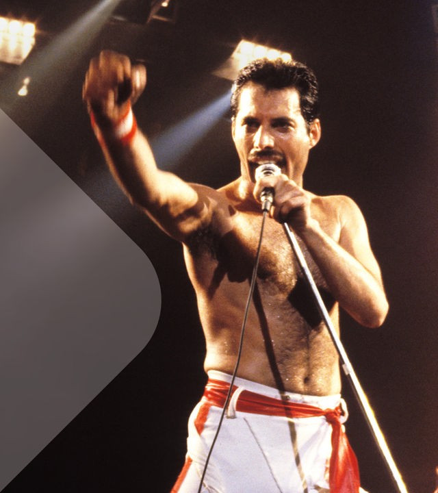 Freddie Mercury, Frontsänger von Queen, bei einem Auftritt
