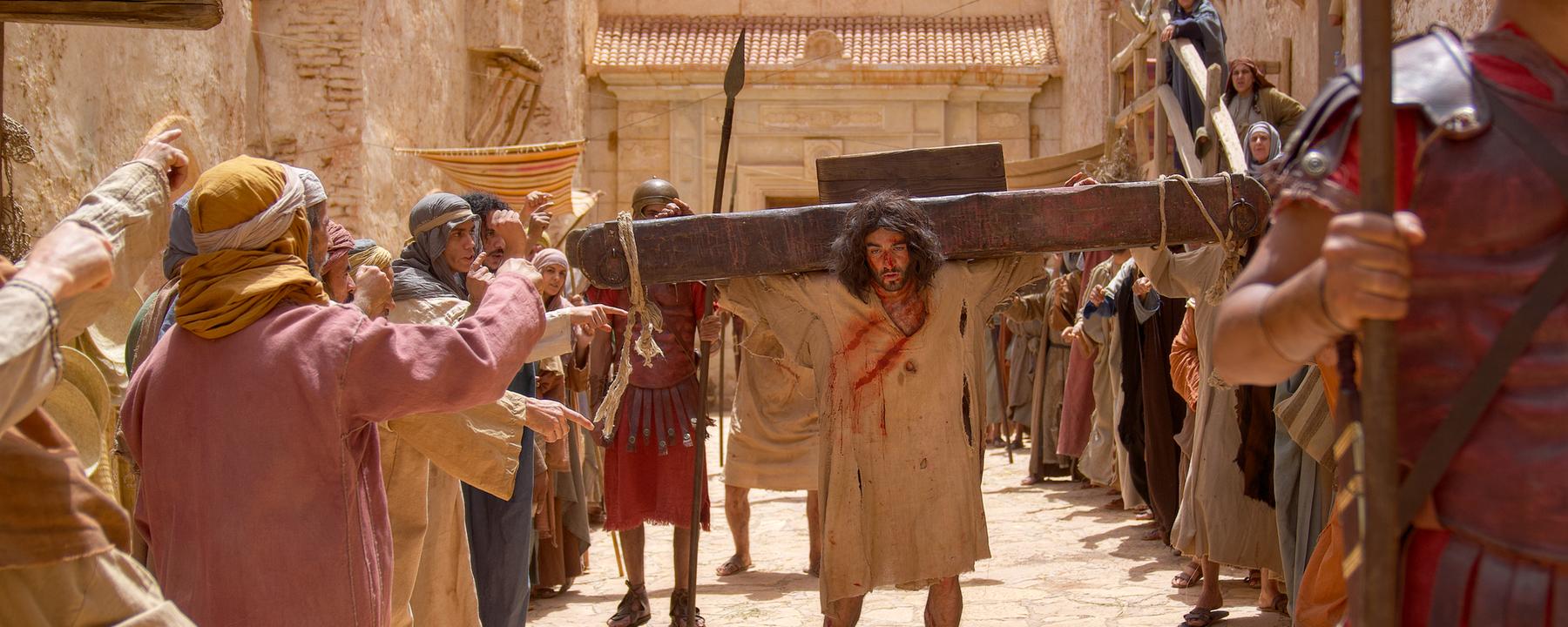 Nachgestellte Szene: Jesus am Kreuz