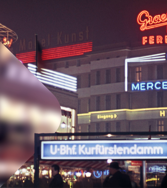 Der Ku'damm in den 50er Jahren mit viel Neon Schrift