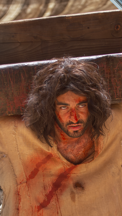 Jesus am Kreuz (nachgestellte Szene)