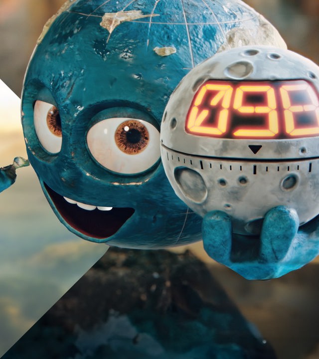 Die Erde als Figur mit Kapsel