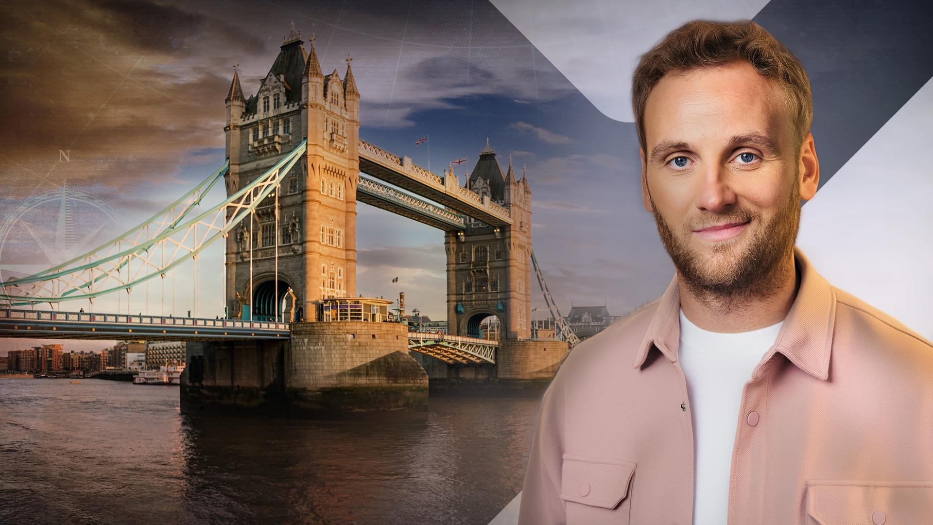 Leon Windscheid vor London Bridge (Collage)