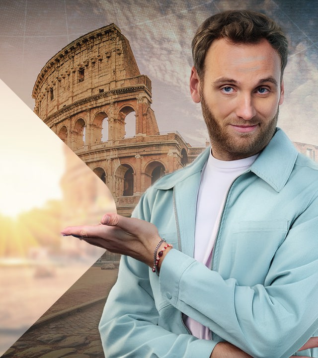 Leon Windscheid mit Kolosseum (Collage)