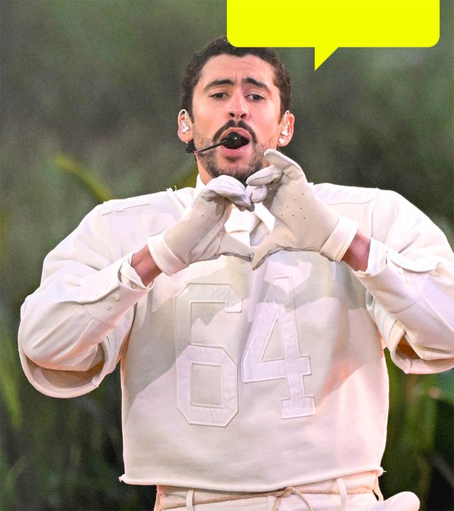 Der Musiker Bad Bunny während der Halbzeitshow des Superbowl 2026