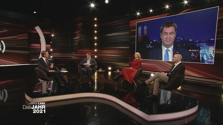 Markus Lanz - Das Jahr 2021: Markus Lanz, Karl Lauterbach, Alena Buyx, Ralf Berning, Markus Söder (zugeschaltet)