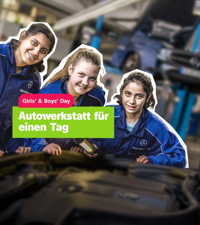 Mädchen in Autowerkstatt