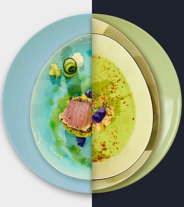 Thunfisch-Tataki vs. Zuckerschoten-Cremesuppe