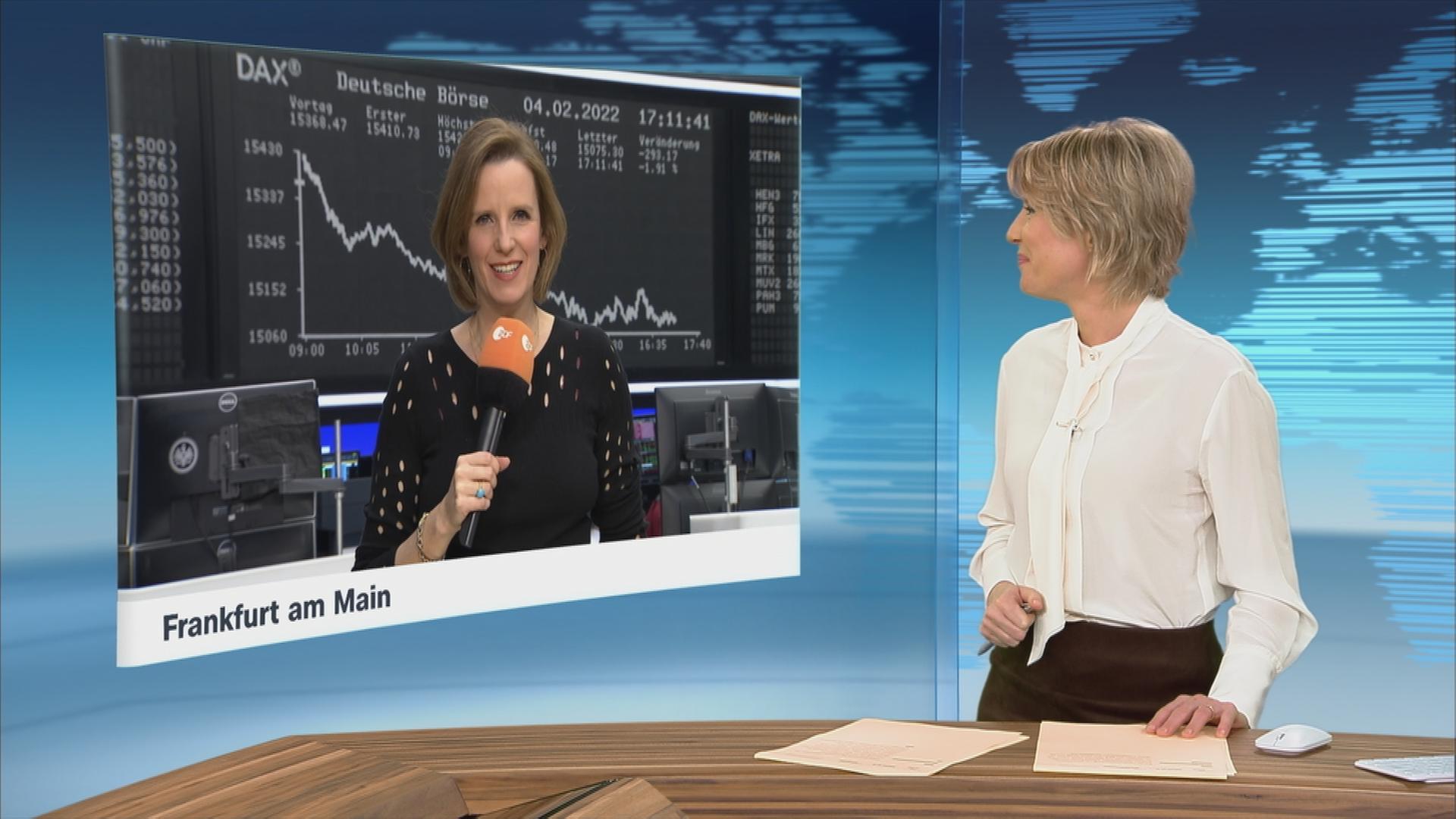 ZDF-Börsenexpertin Valerie Haller berichtet auf Frankfurt.