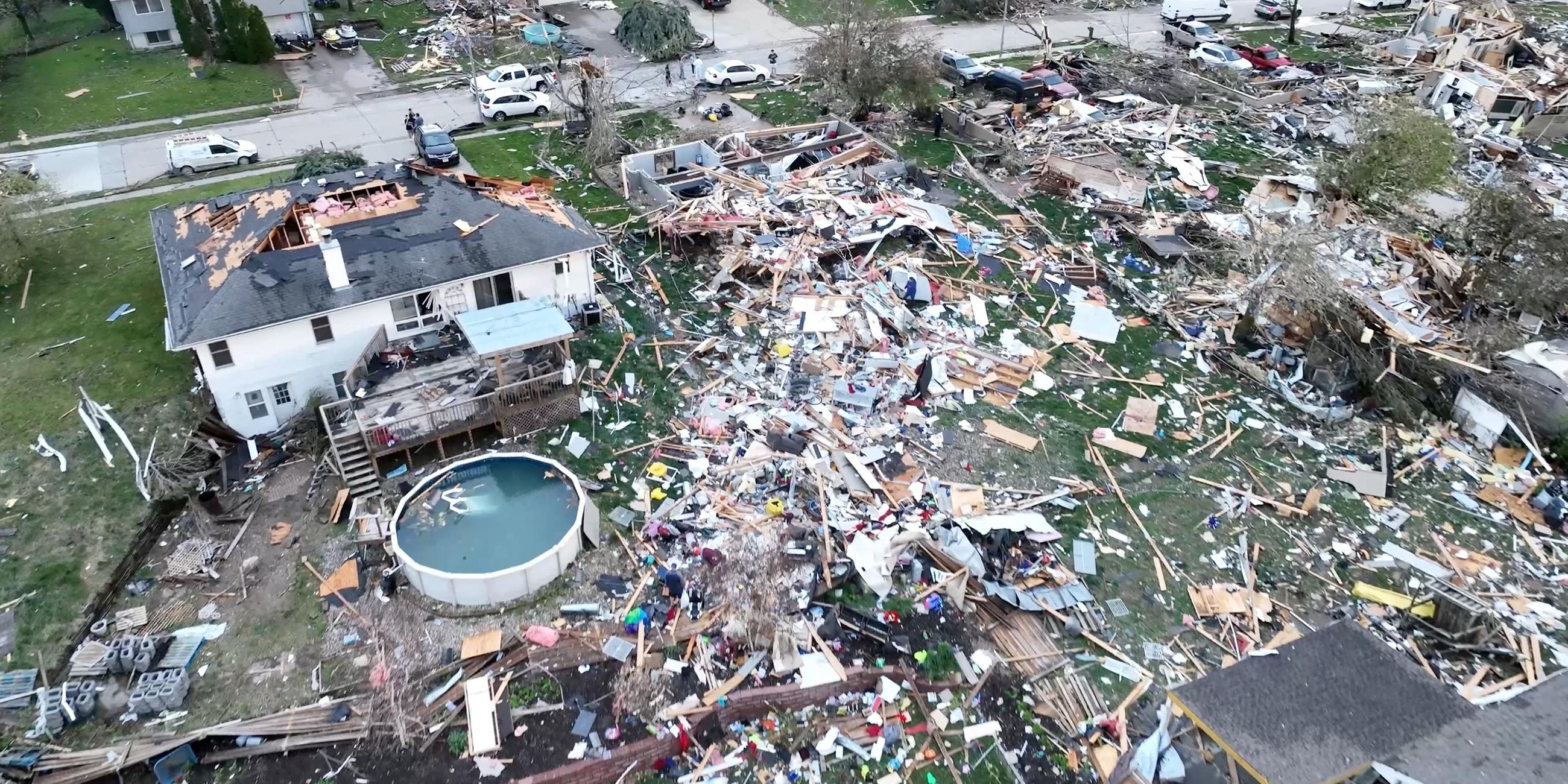 Zerstörte Häuser nach Tornado in Omaha, Nebraska