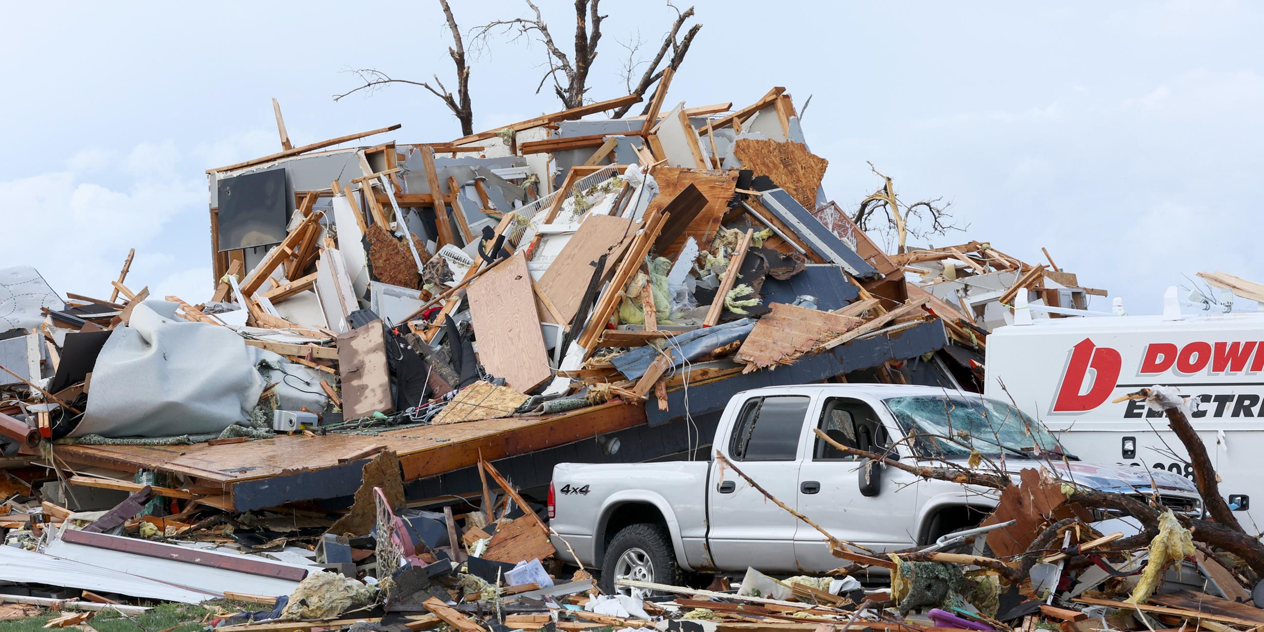 Zerstörtes Haus durch einen Tornado in Omaha, Nebraska