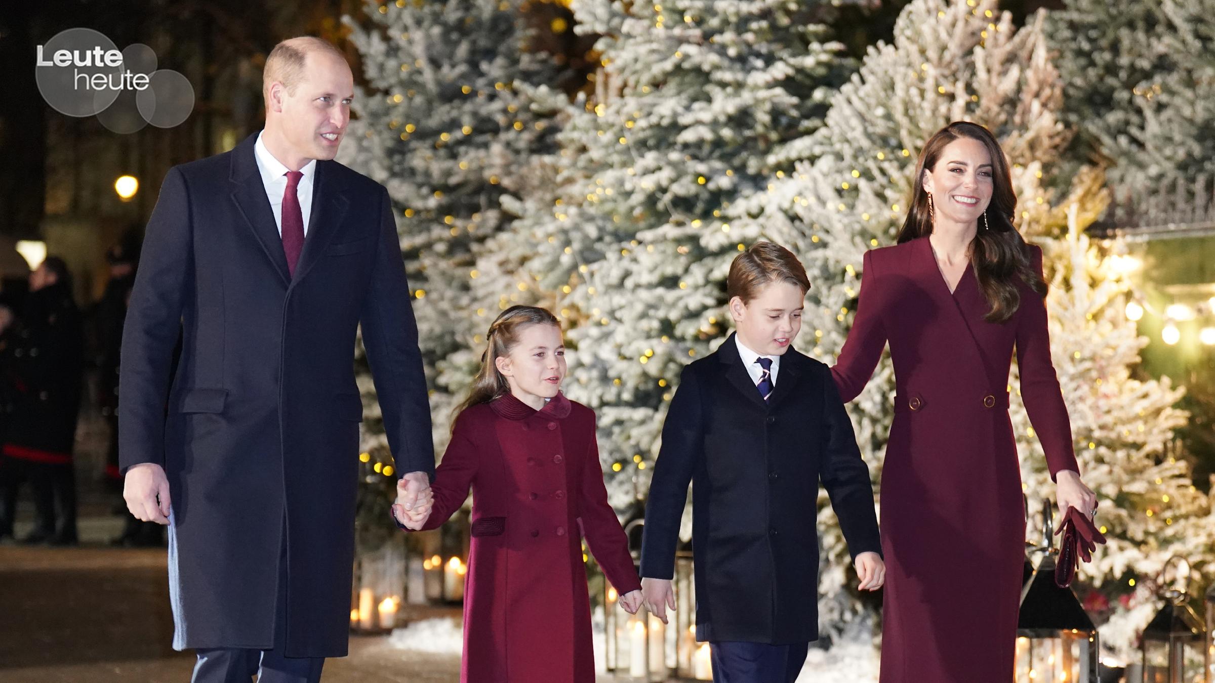 Prinz William, seine Frau Kate und die beiden älteren Kinder kamen zur Aufzeichnung des Gottesdienstes. Er wird an Heiligabend im britischen Fernsehen übertragen. (16.12.2022) 