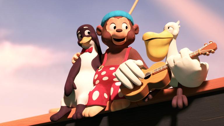 Pingo, Petzi und Pelle auf dem Schiff, Peele spielt Gitarre