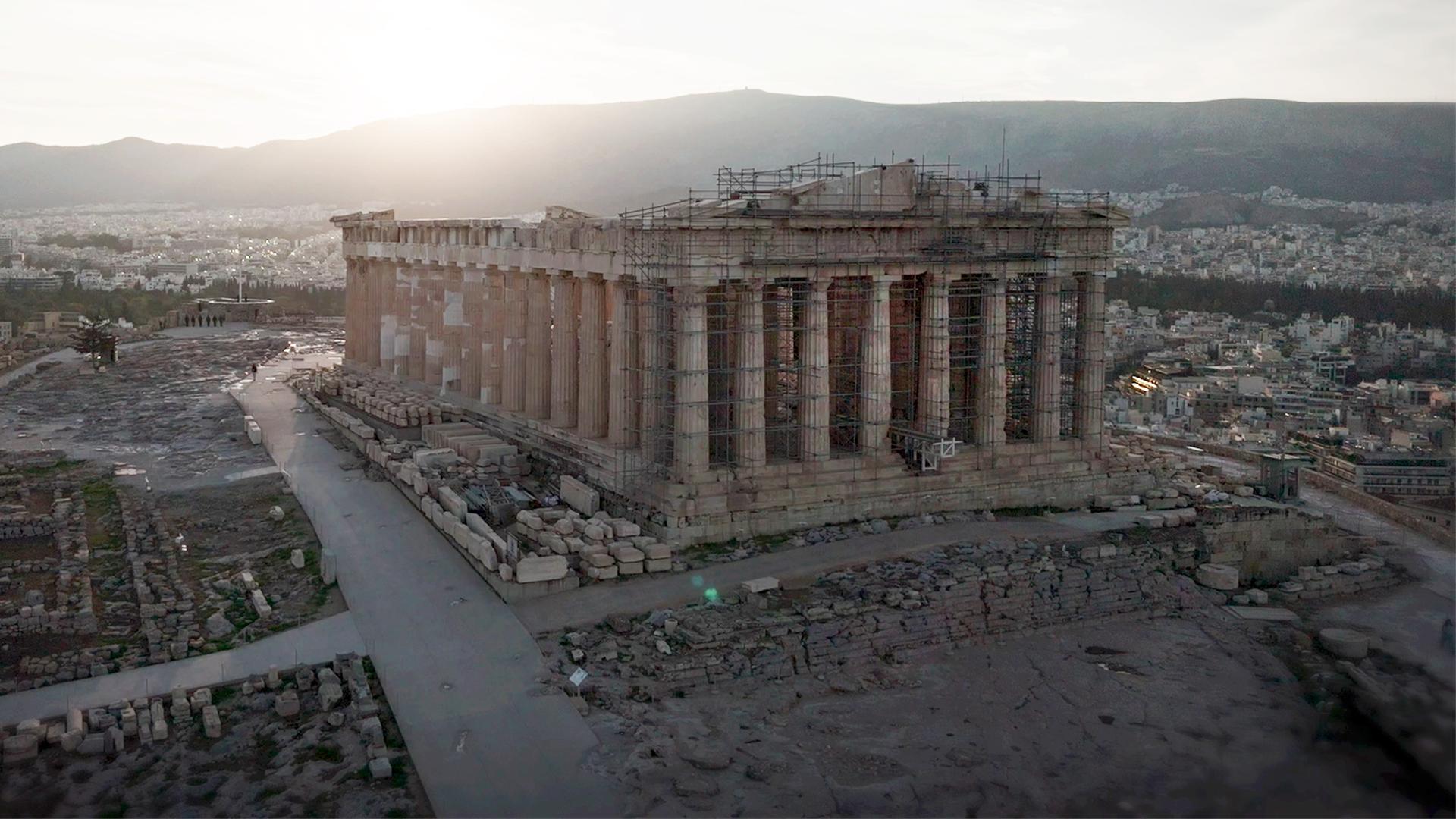 Griechischer Tempel in der Dämmerung