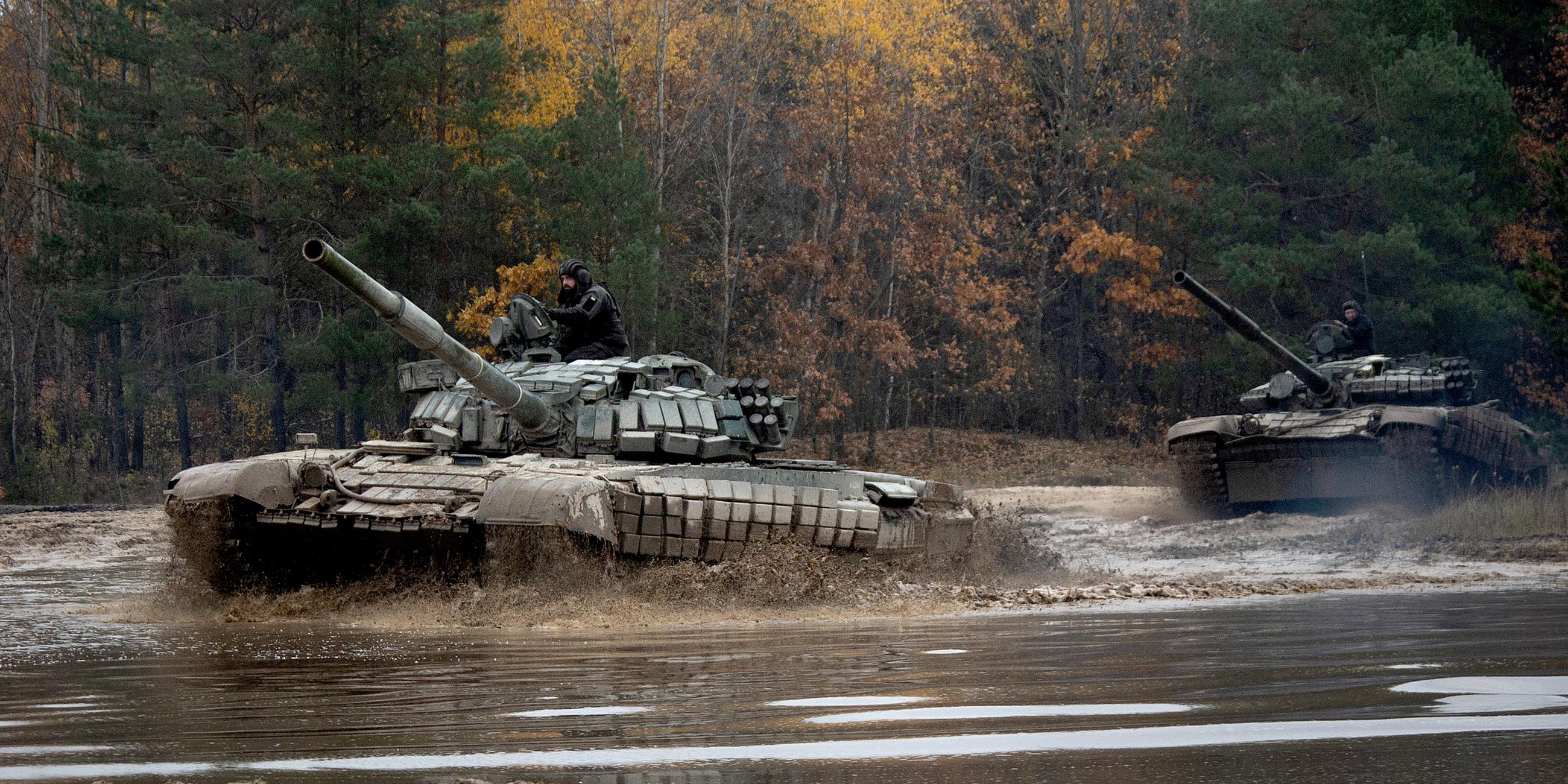 Training ukrainischer Soldaten mit russischen Panzern