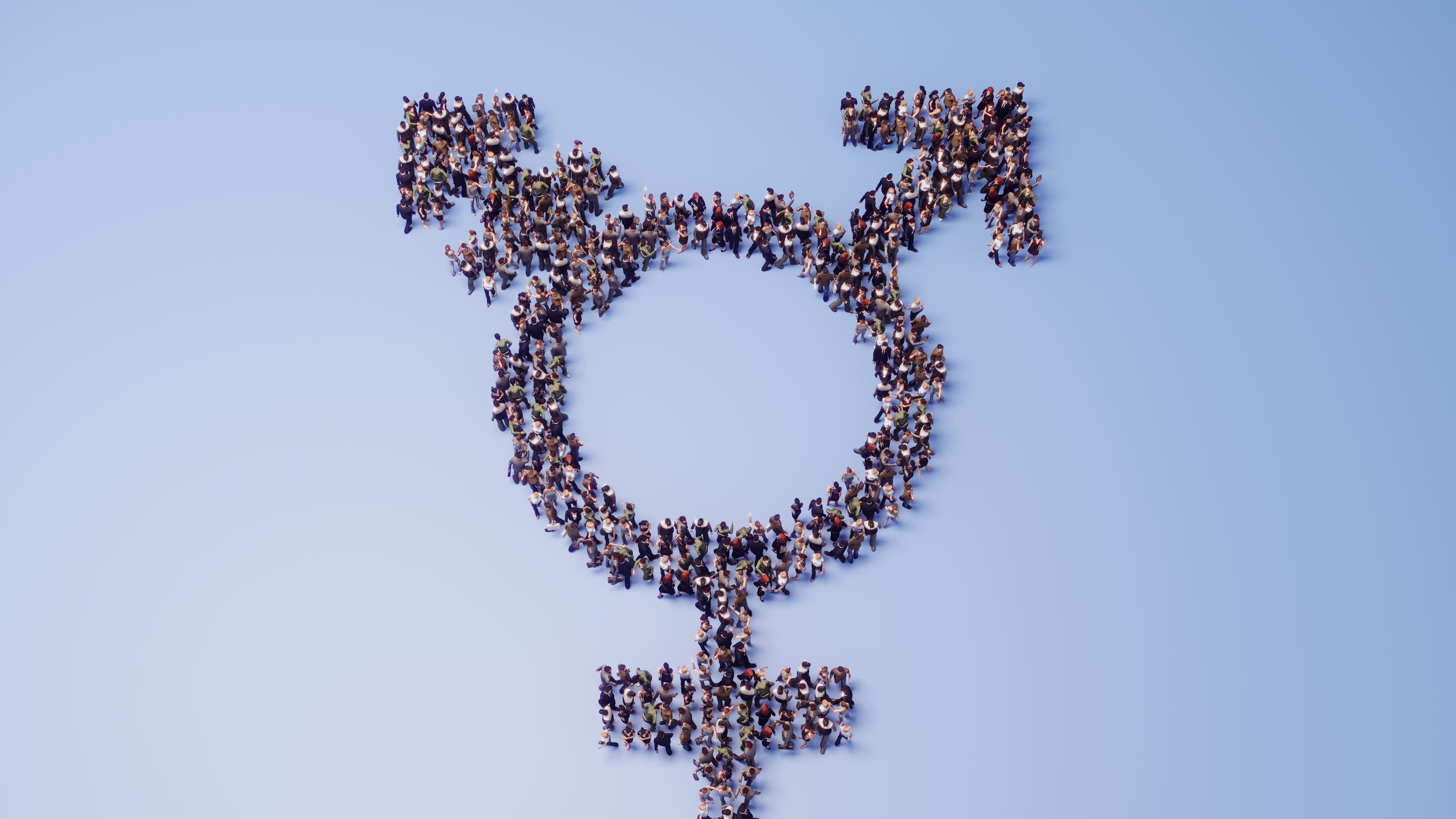Menschen formen das Transgender-Symbol