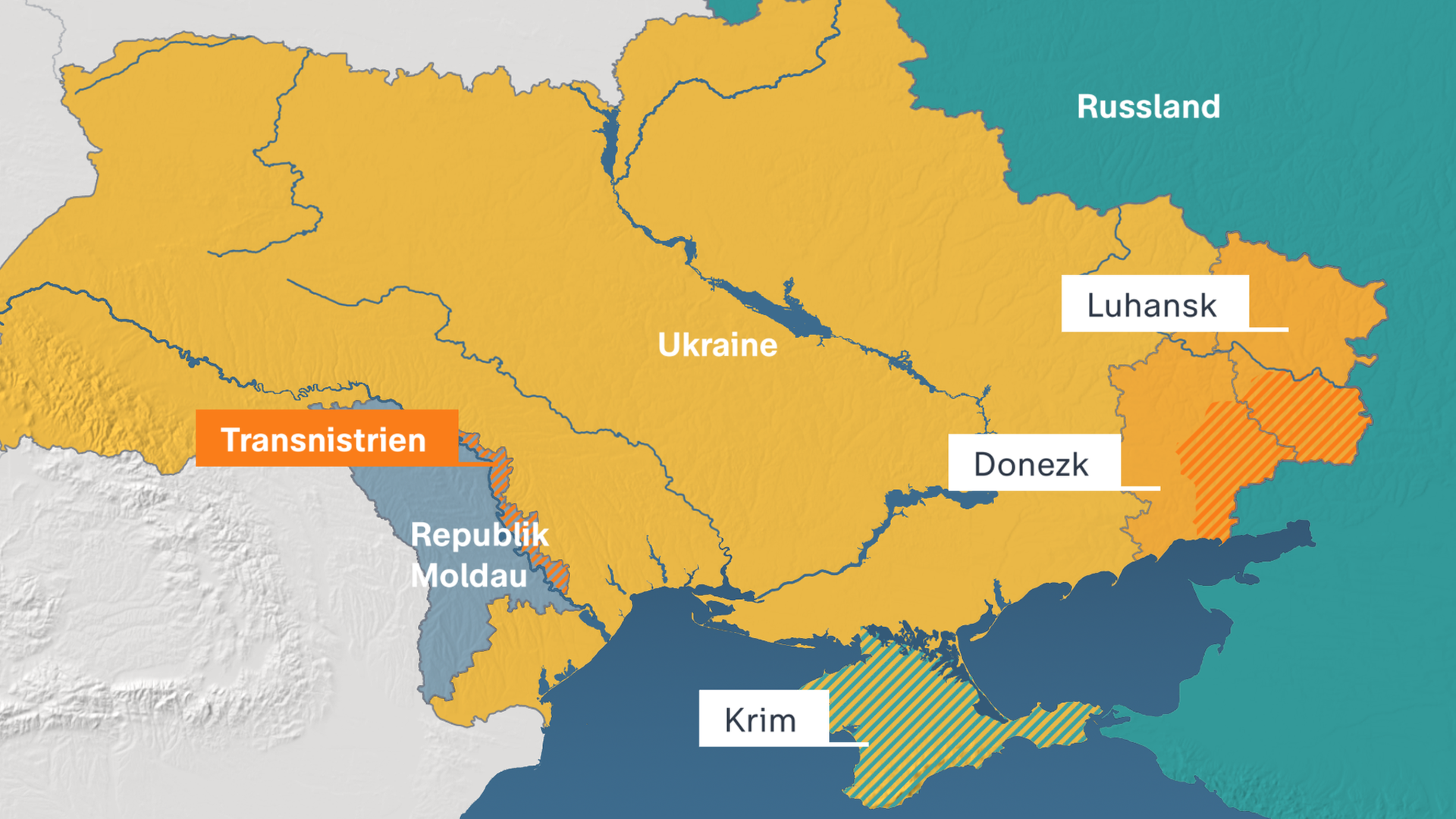 Karte von Transnistrien, Moldau und der Ukraine