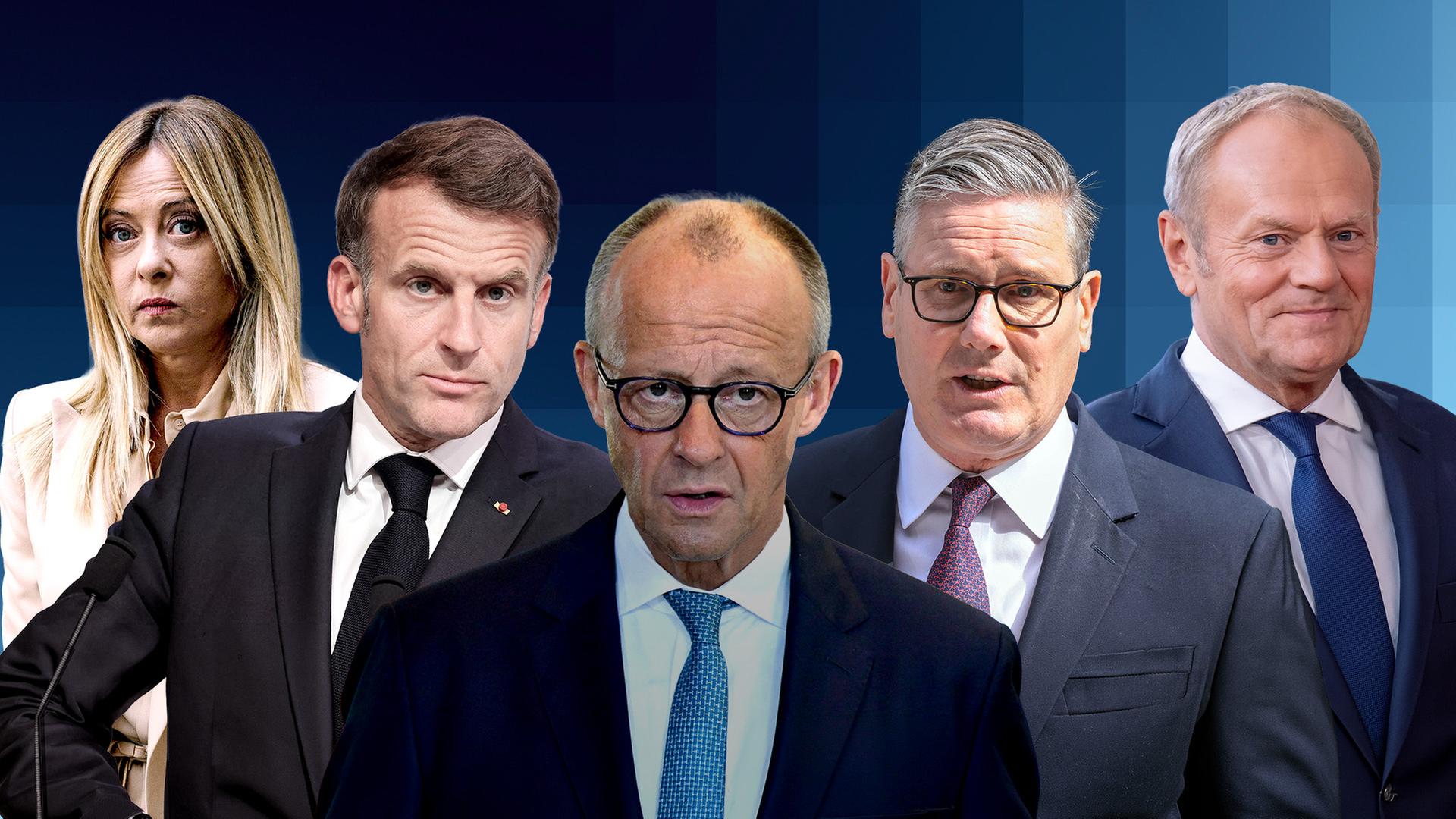 Die Staatsvertreter der E5-Nationen von 2025 nebeneinander