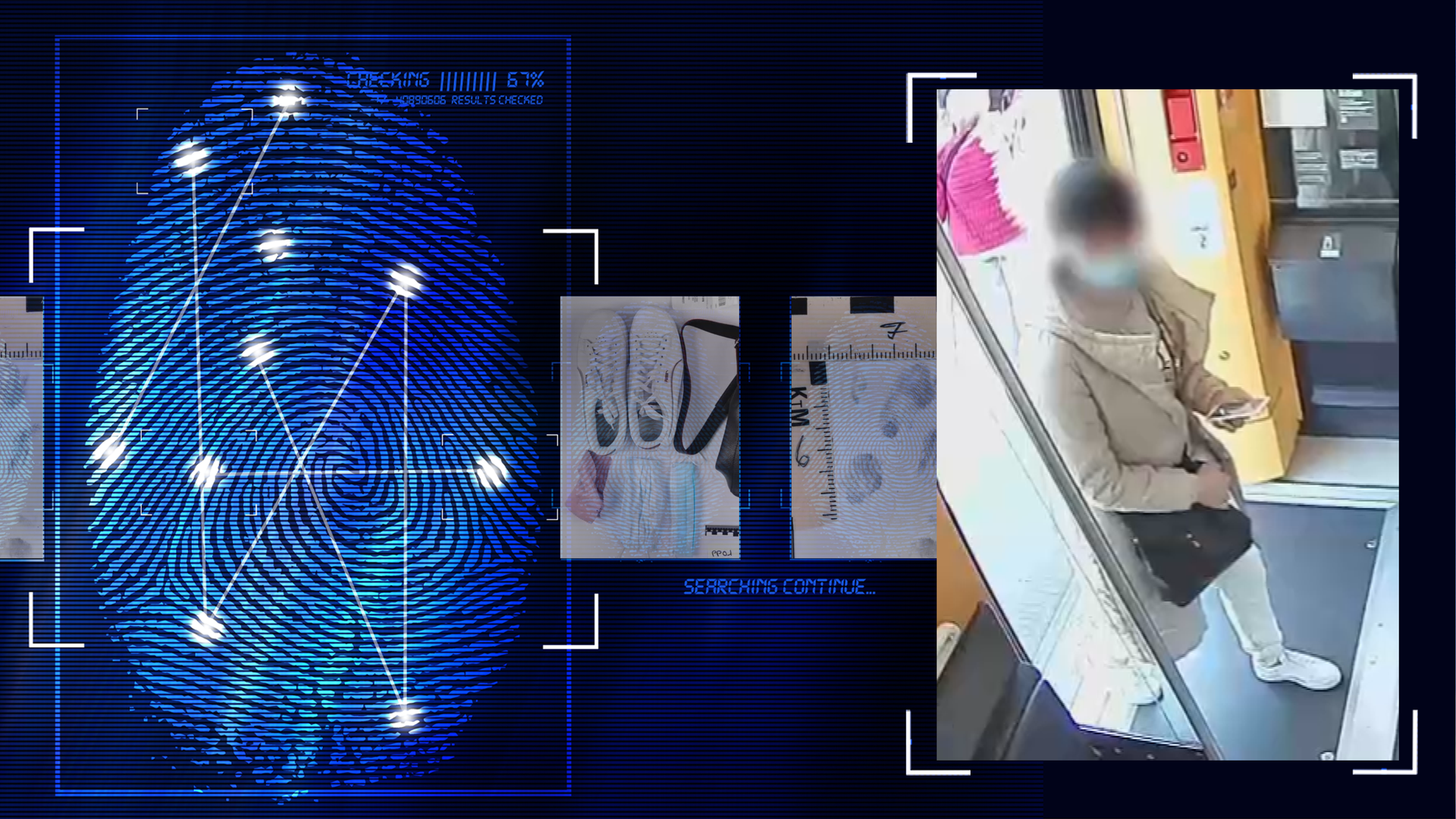 Links daneben: Lichtschematische Darstellung eines Fingerabdrucks.