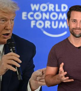 Links zu sehen ist US-Präsident Donald Trump, rechts sieht man Mirko Drotschmann. Das Bild hat keine ZDF-Logos