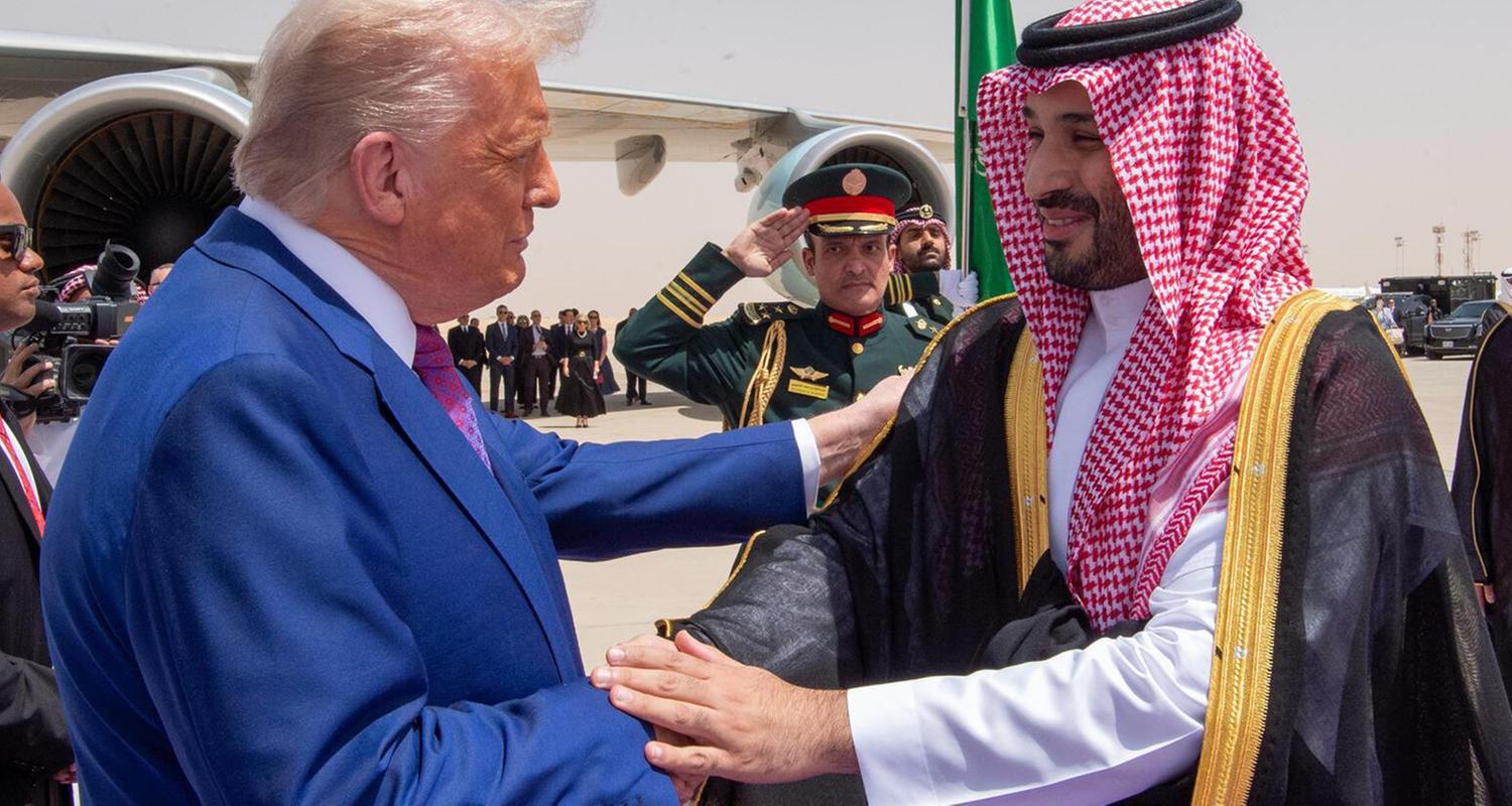 Saudi Crown Prince Mohammed bin Salman receive U.S. President Donald Trump upon his arrival in Riyadh