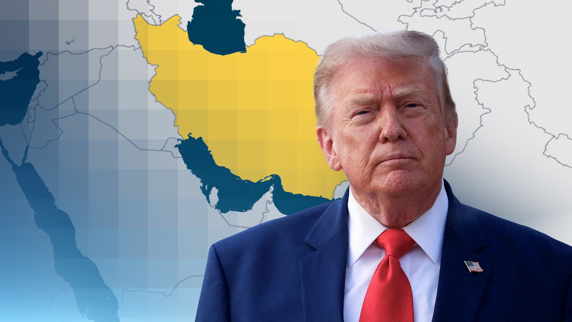 US-Präsident Donald Trump vor einer Karte des Irans.