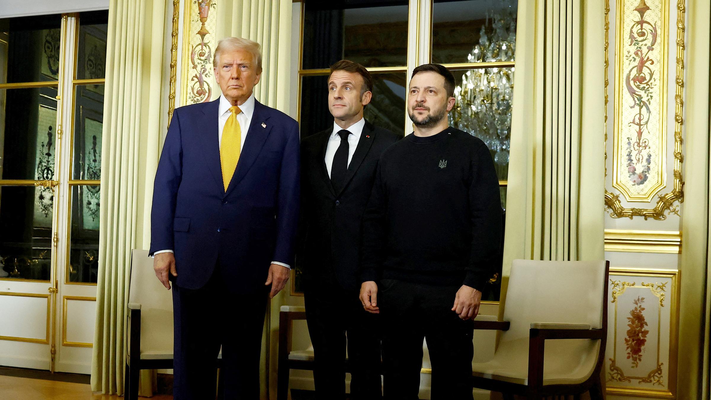 Donald Trump, Emmanuel Macron und Volodymyr Selenskyj